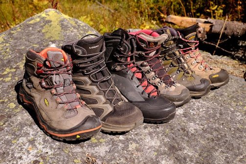 Hiking boots lineup